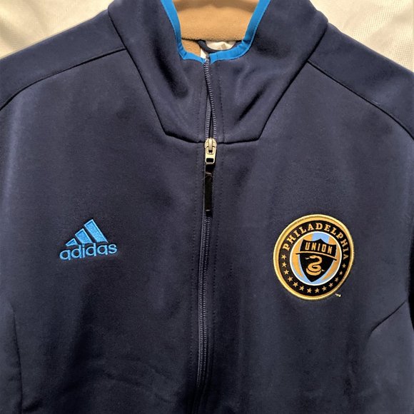 NEW Soccer Jacket Adidas MLS Philadelphia Union Fleece Blue Official Men Large - Picture 3 of 3